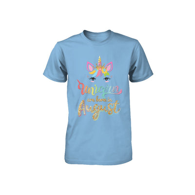 Cute Unicorns Are Born In August Birthday Gift Youth Youth Shirt | Teecentury.com