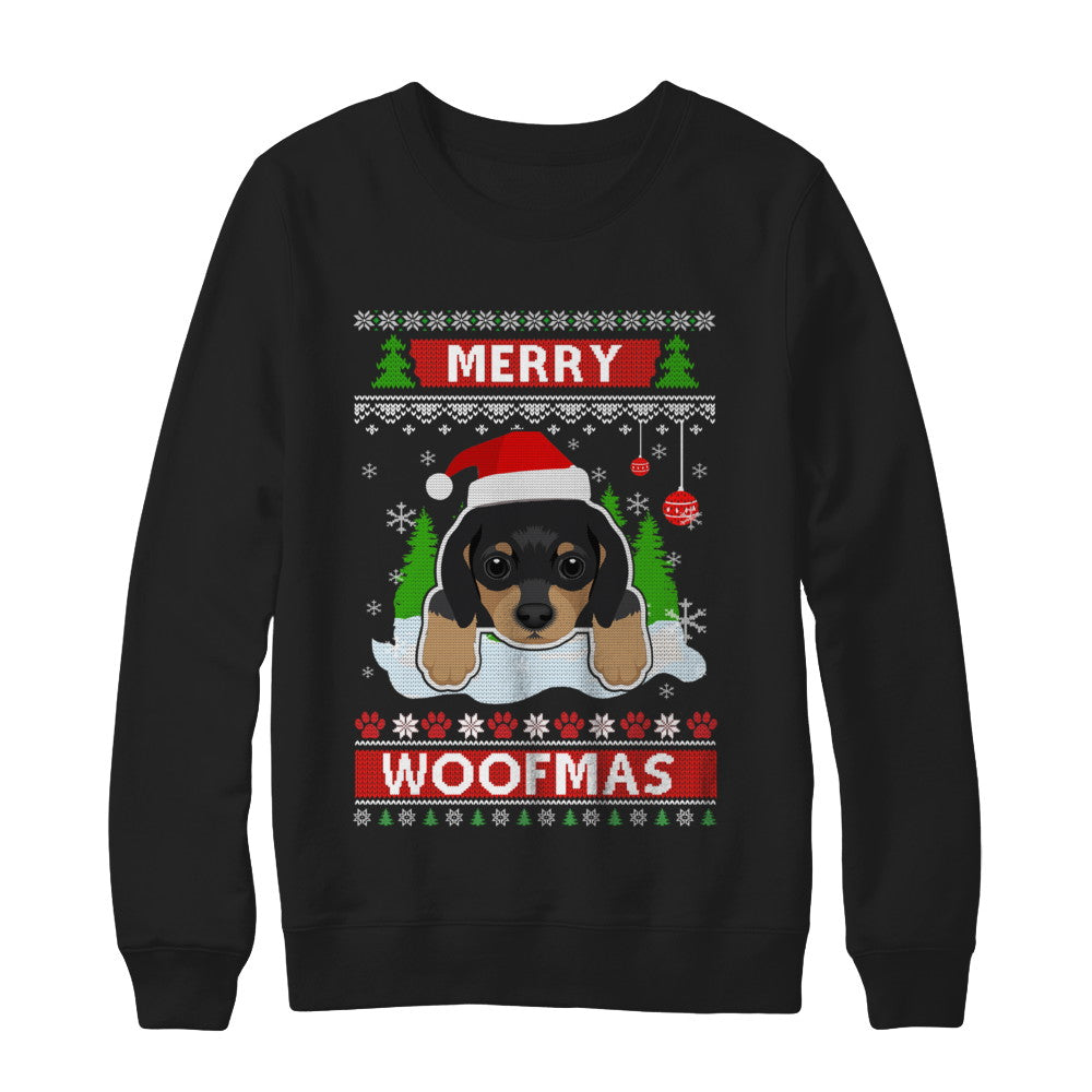 Dachshund Merry Woofmas Ugly Christmas Sweater T-Shirt & Sweatshirt | Teecentury.com
