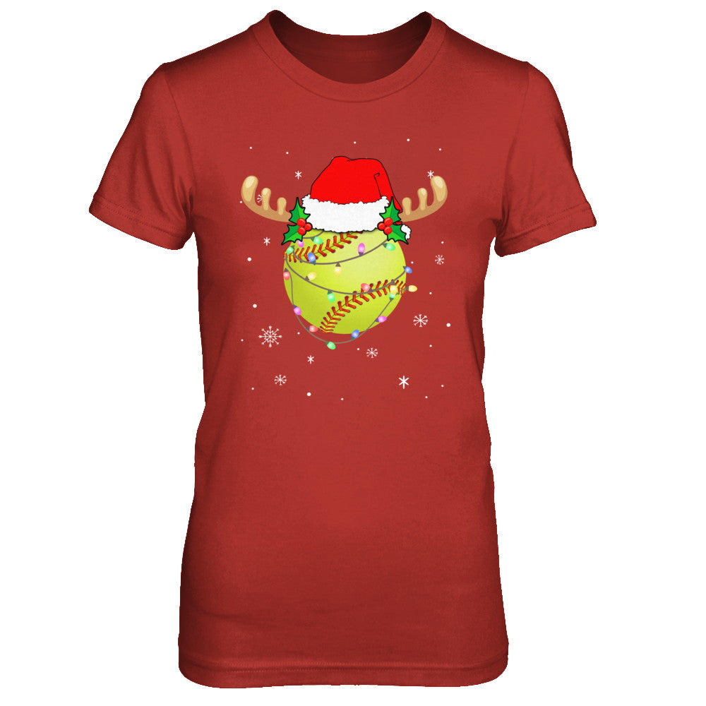 Santa Hat Softball Reindeer Christmas Gifts T-Shirt & Sweatshirt | Teecentury.com