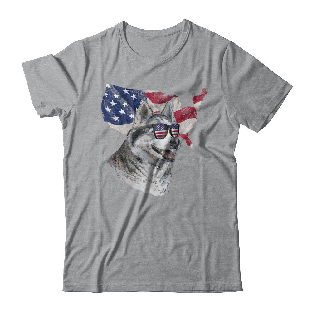 Funny Patriot Husky Dog 4Th Of July American Flag T-Shirt & Hoodie | Teecentury.com