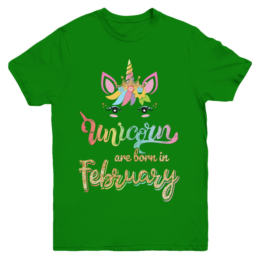 Cute Unicorns Are Born In February Birthday Gift Youth Youth Shirt | Teecentury.com
