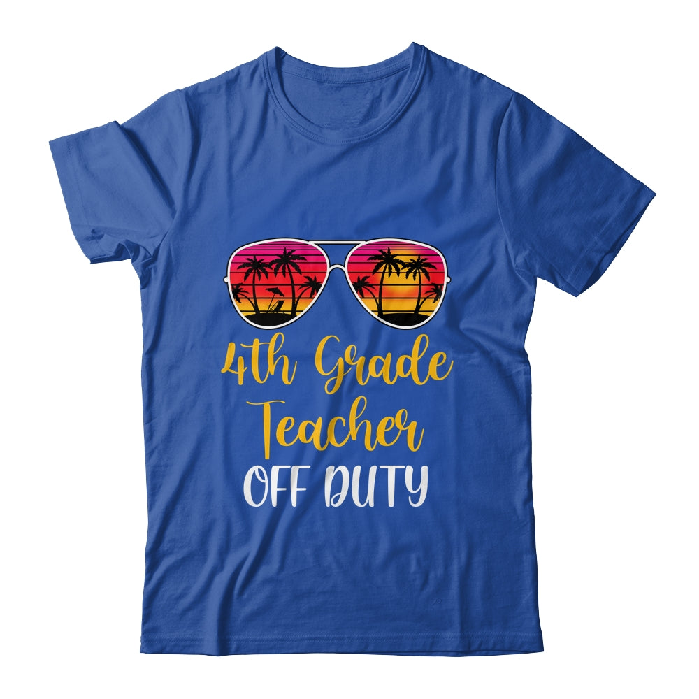 4th Grade Teacher Off Duty Sunglasses Beach Sunset T-Shirt & Tank Top | Teecentury.com