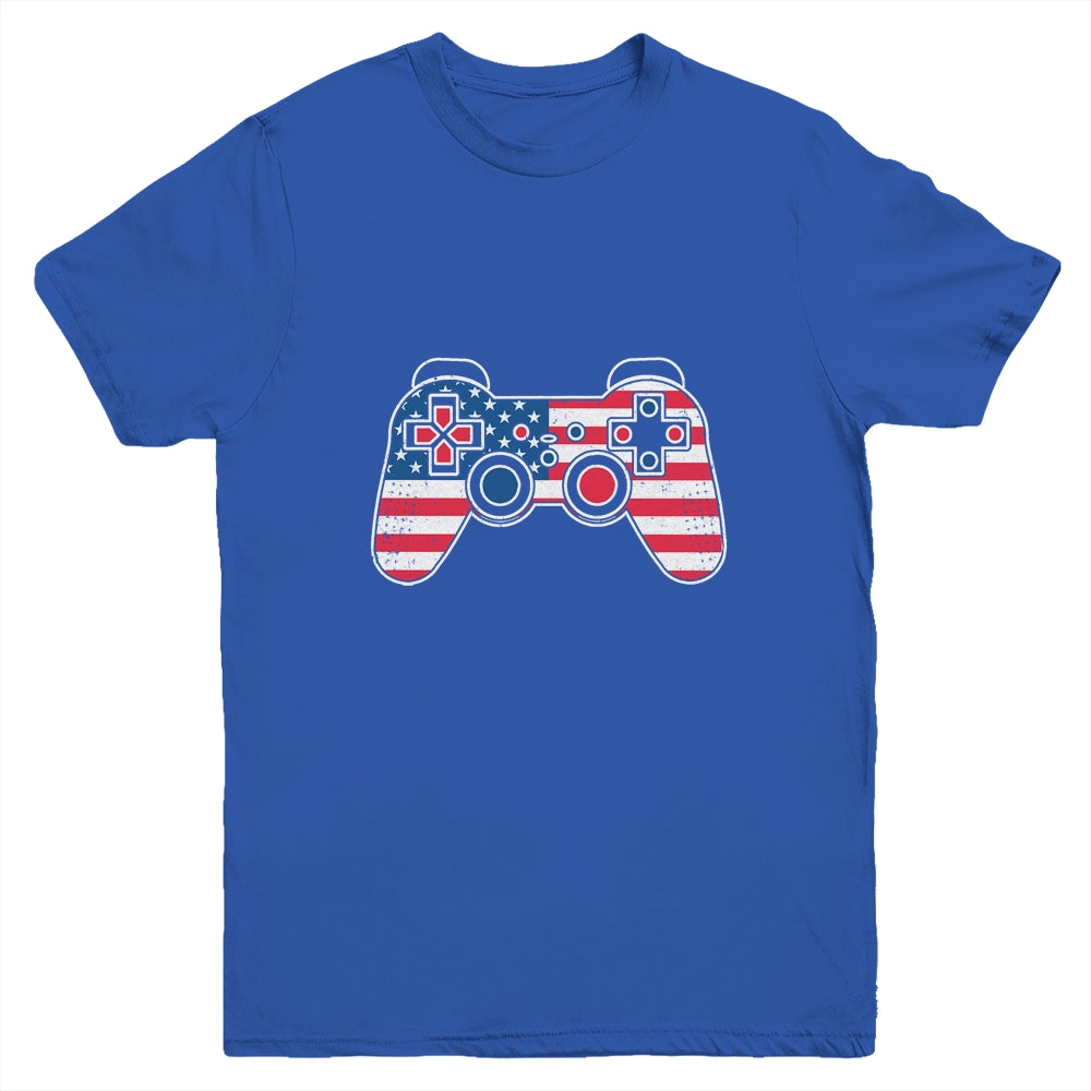4th Of July Video Game Gamer Kids Boys Men USA Flag Youth Shirt | teecentury