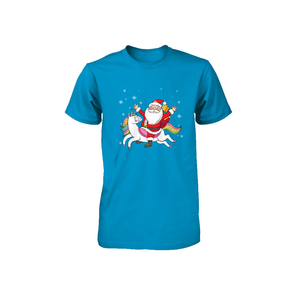 Santa Riding Unicorn Christmas Kids Girls Women Xmas Youth Youth Shirt | Teecentury.com