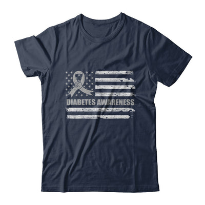Gray Ribbon Diabetes Awareness US Flag T-Shirt & Hoodie | Teecentury.com