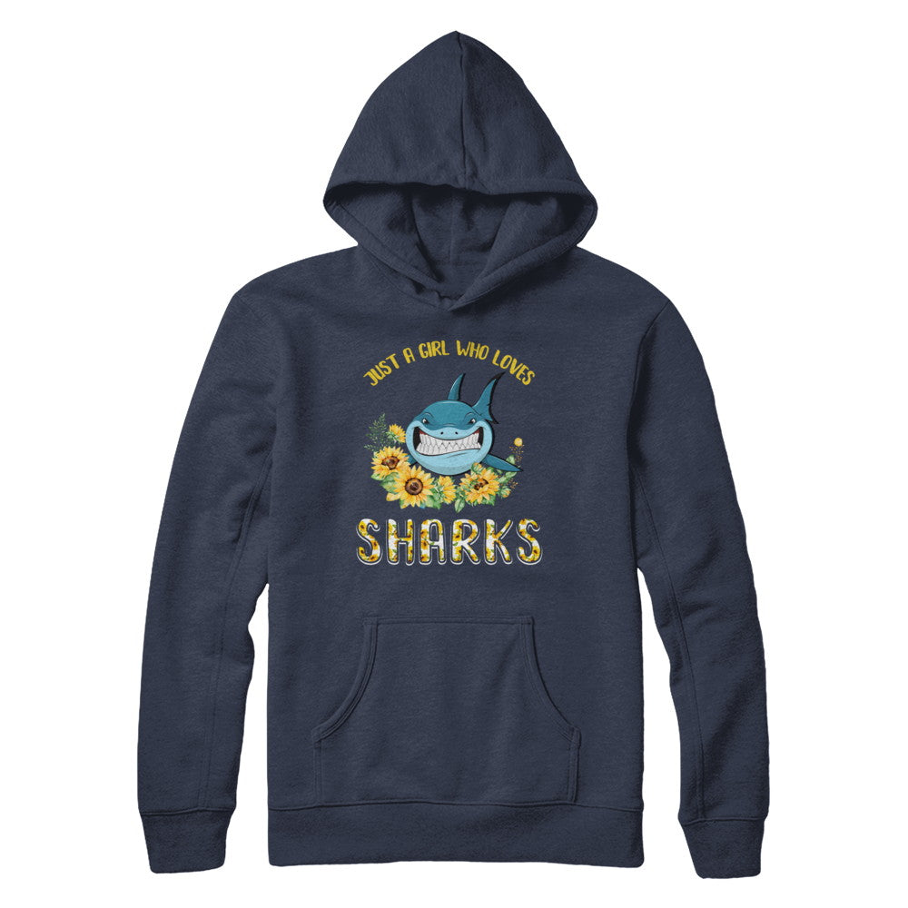 Just A Girl Who Loves Sharks And Sunflowers T-Shirt & Hoodie | Teecentury.com