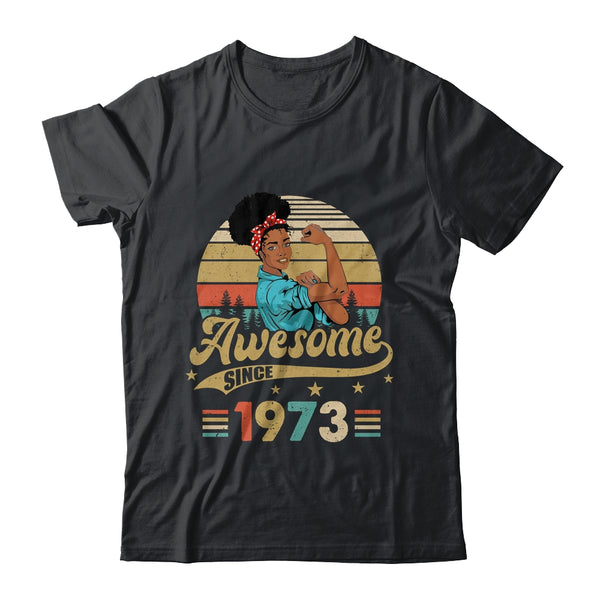 ROSSOSSOR Women's Vintage 1973 50th Birthday T-Shirt - Graphic Tee For 50 Year Old Gift