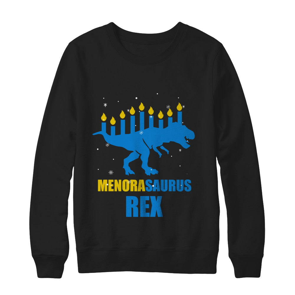 Hanukkah Dinosaur Tyrannosaurus Rex Menorah Menorasaurus T-Shirt & Sweatshirt | Teecentury.com