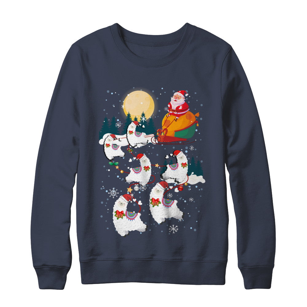 Funny Christmas Llama Alpaca Reindeer Lover Santa Gift T-Shirt & Sweatshirt | Teecentury.com