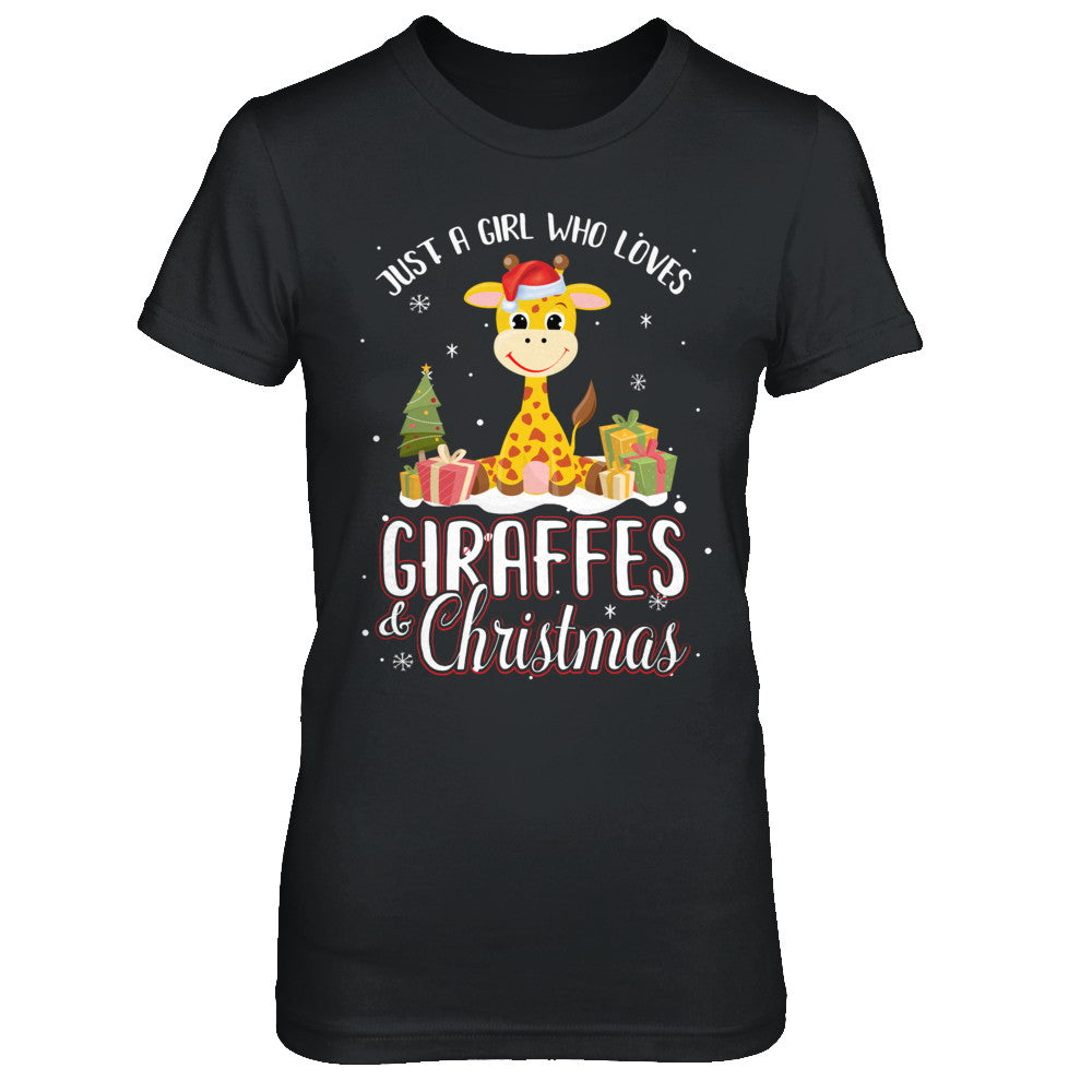 Just A Girl Who Loves Giraffes And Christmas T-Shirt & Sweatshirt | Teecentury.com