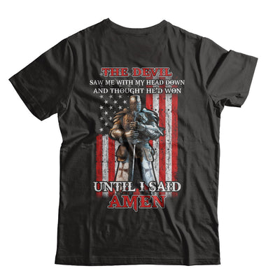 Knight American The Devil Saw Me With My Head Down Veteran T-Shirt & Hoodie | Teecentury.com