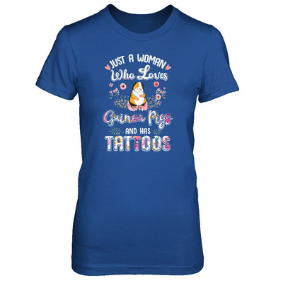 Just A Woman Who Loves Guinea Pigs And Has Tattoos T-Shirt & Tank Top | Teecentury.com