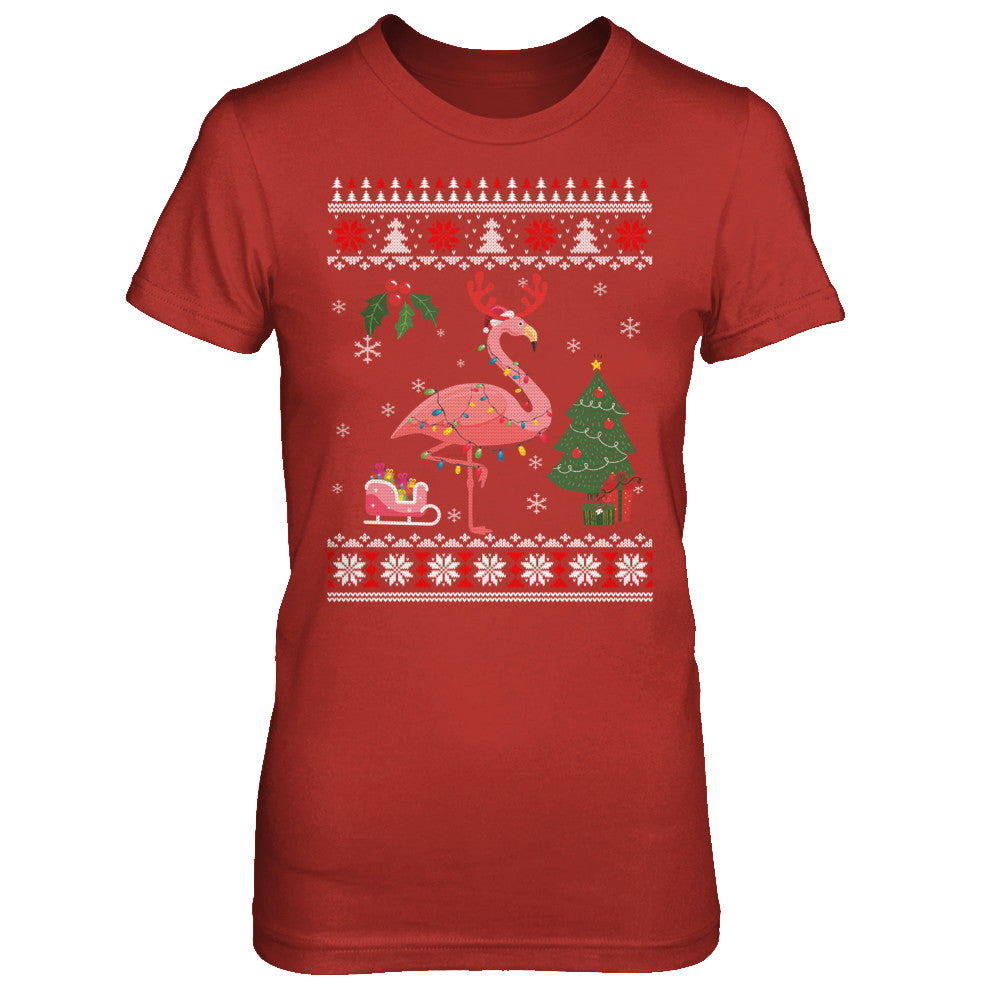 Santa Hat Flamingo Reindeer Ugly Christmas Sweater T-Shirt & Sweatshirt | Teecentury.com