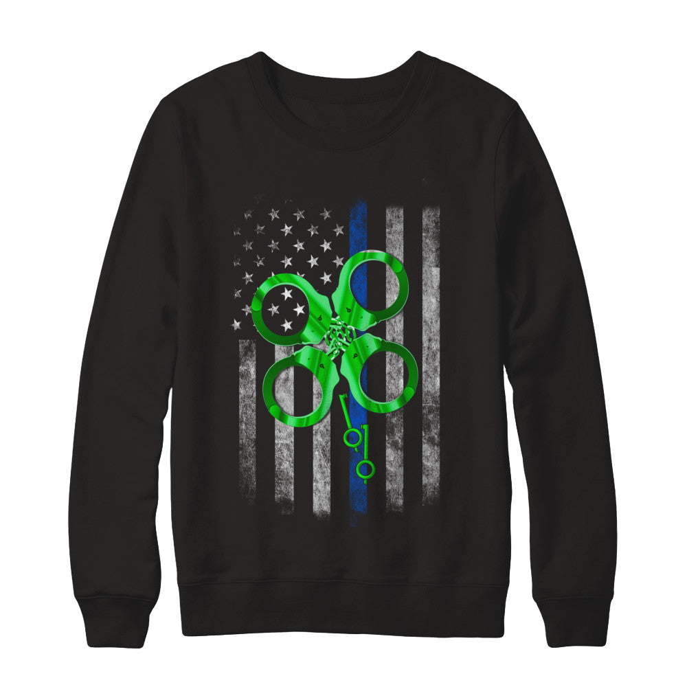 Thin Blue Line Police St Patrick's Day Clover T-Shirt & Hoodie | Teecentury.com