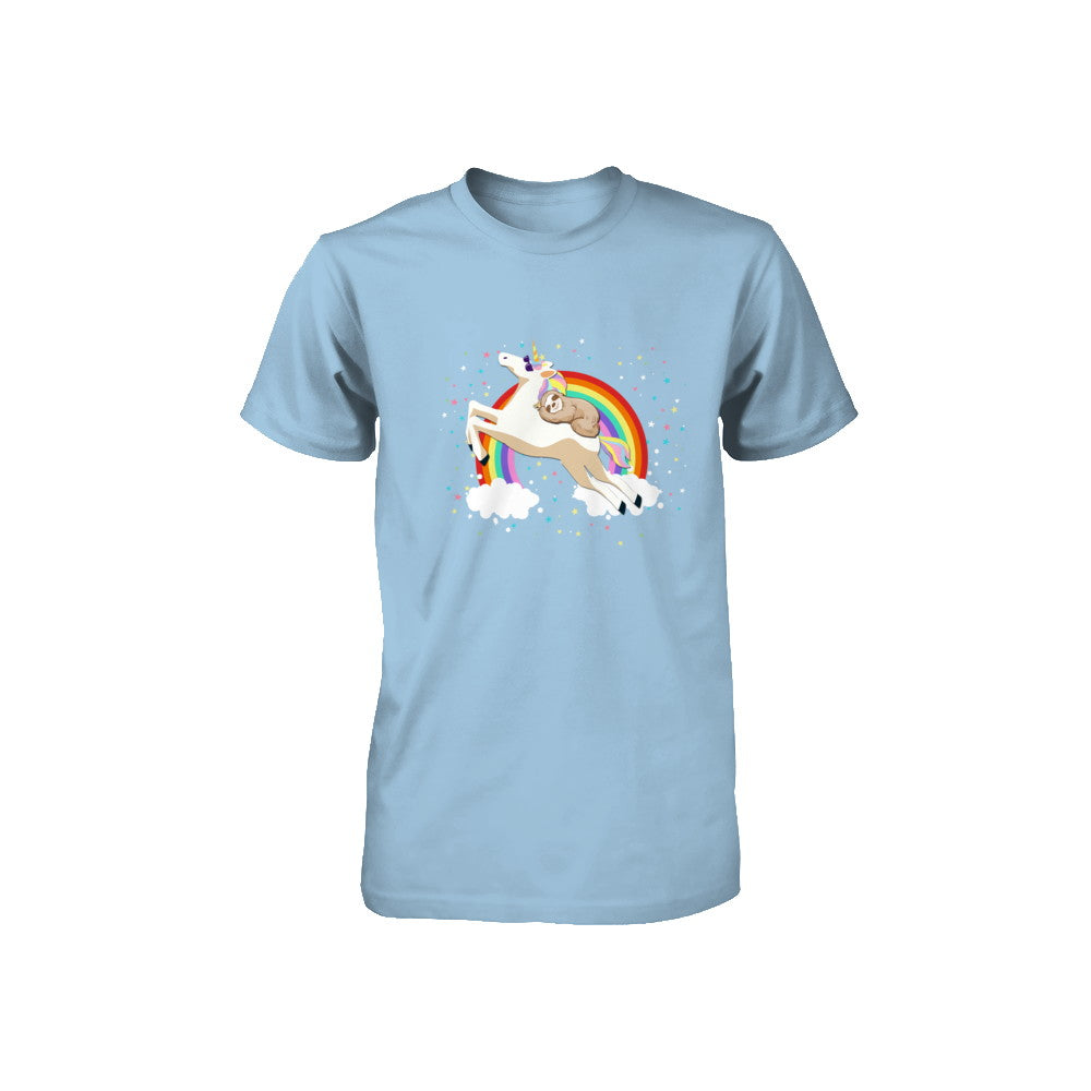 Funny Sloth Riding Unicorn Lover Youth Youth Shirt | Teecentury.com