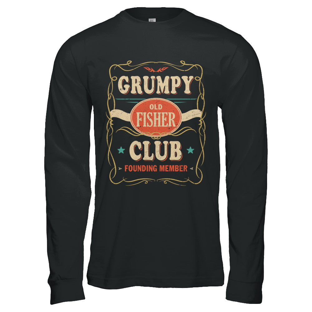 Papa Grumpy Old Fisher Club Founding Member Fishing T-Shirt & Hoodie | Teecentury.com