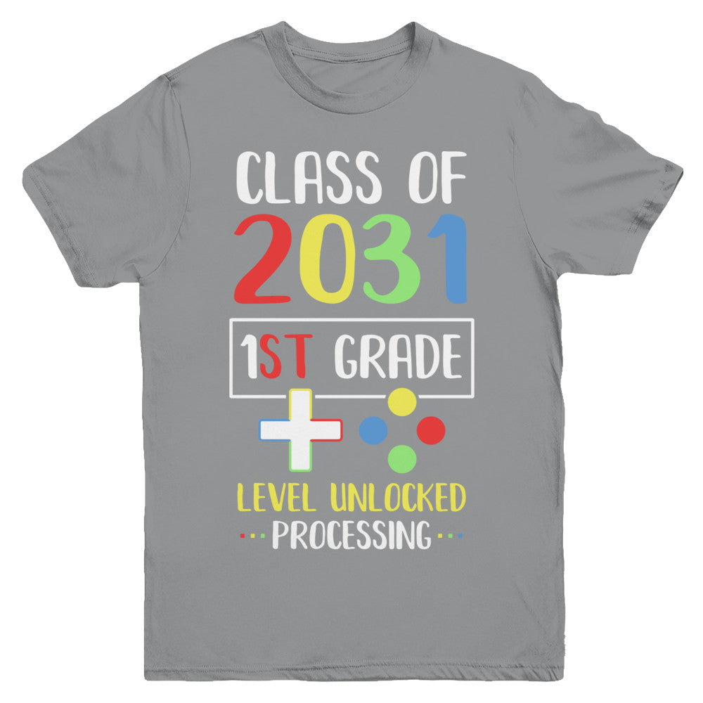Class Of 2031 1st Grade Level Unlock Gaming Back Go School Youth Youth Shirt | Teecentury.com