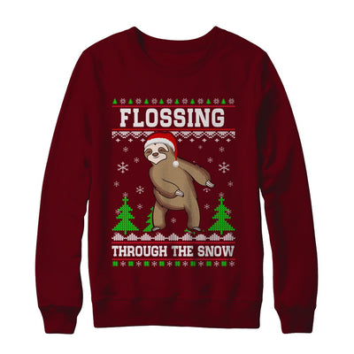 Funny Flossing Sloth Ugly Christmas Sweater Flossin' T-Shirt & Sweatshirt | Teecentury.com