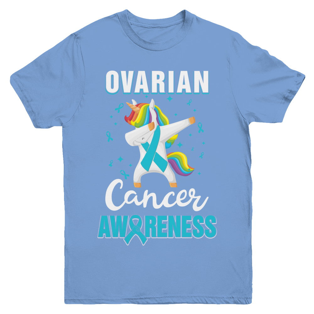 Inspirational Ovarian Cancer Awareness Unicorn Support Youth Youth Shirt | Teecentury.com
