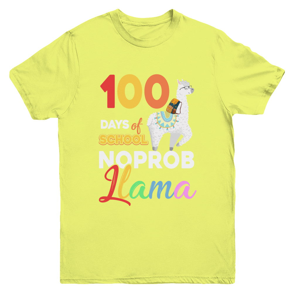 100 Days Of School Shirt Cute No Probllama Llama Youth Youth Shirt | Teecentury.com