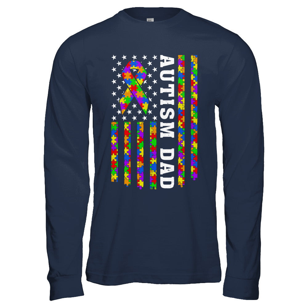 Proud Autism Dad Daddy Autistic Us Flag Fathers Day T-Shirt & Hoodie | Teecentury.com
