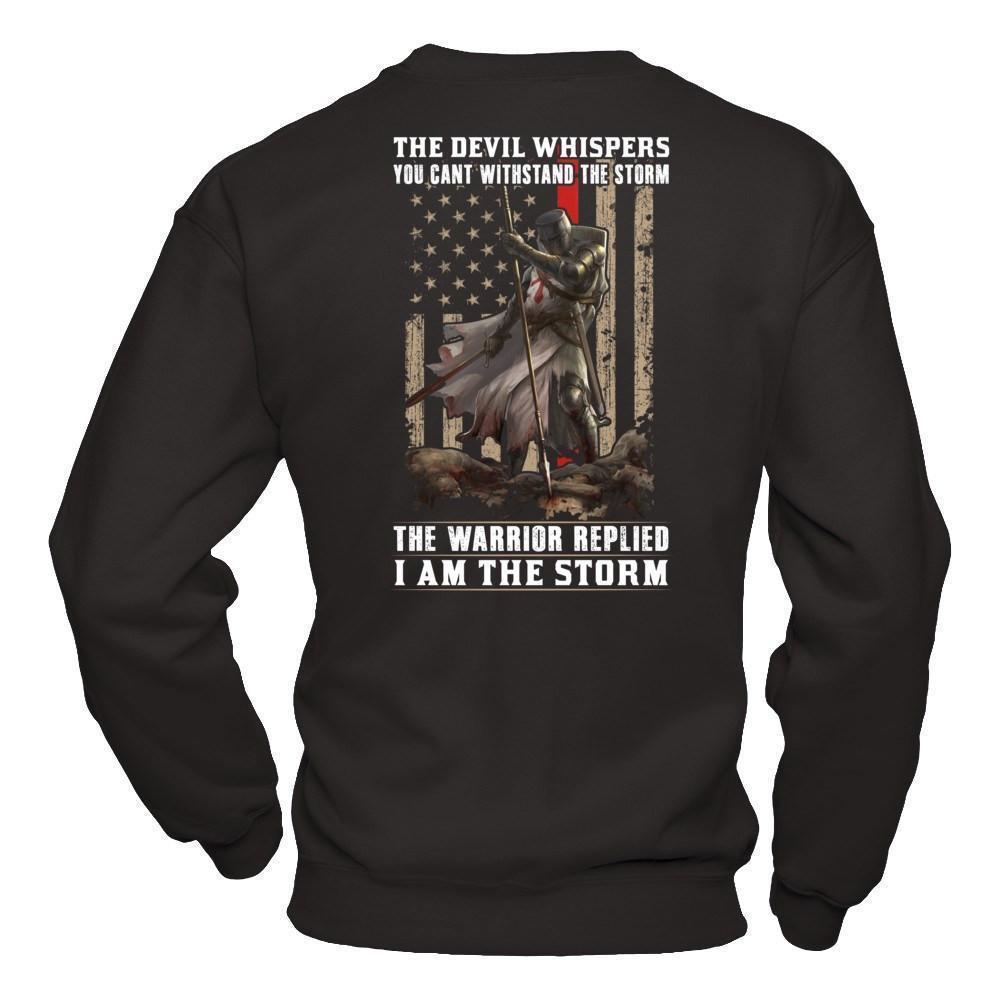 Knight Templar The Devil Whispers You Can't Withstand The Storm T-Shirt & Hoodie | Teecentury.com