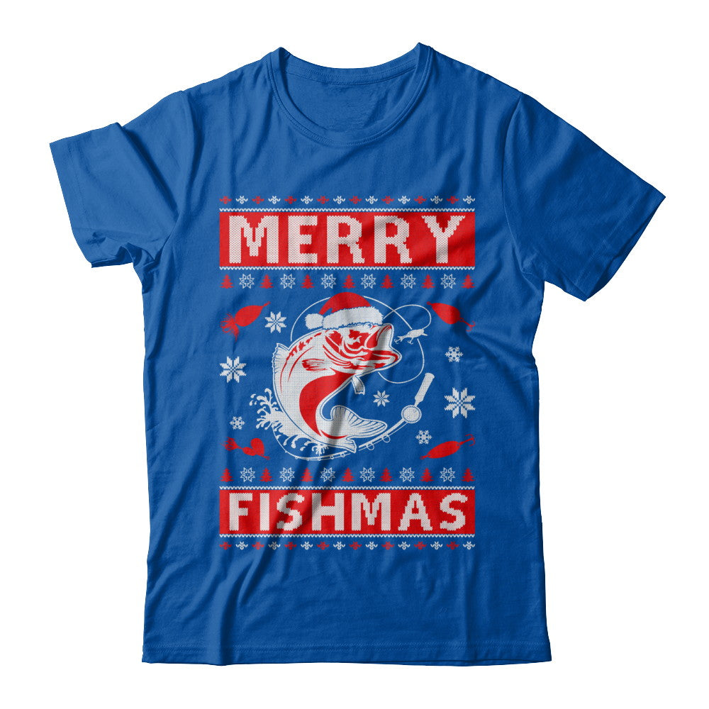 Merry Fishmas Fishing Fish Christmas Sweater T-Shirt & Sweatshirt | Teecentury.com