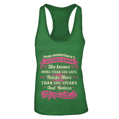 December Woman She Knows More Than She Says Birthday Gift T-Shirt & Tank Top | Teecentury.com