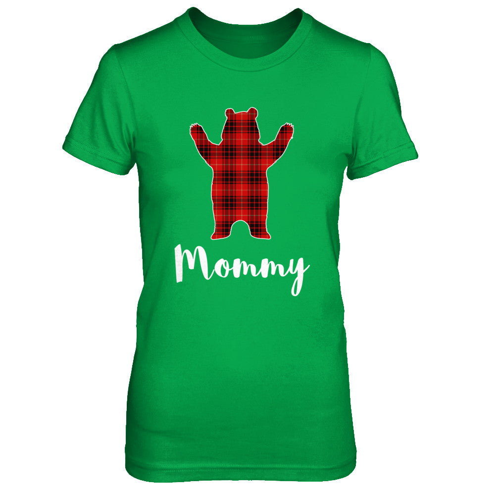 Red Mommy Bear Buffalo Plaid Family Christmas Pajamas T-Shirt & Sweatshirt | Teecentury.com