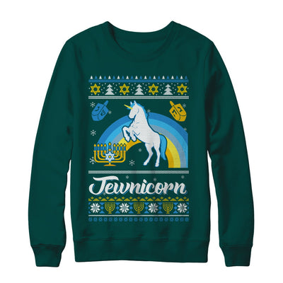 Funny Ugly Hanukkah Sweater Unicorn Jewnicorn T-Shirt & Sweatshirt | Teecentury.com