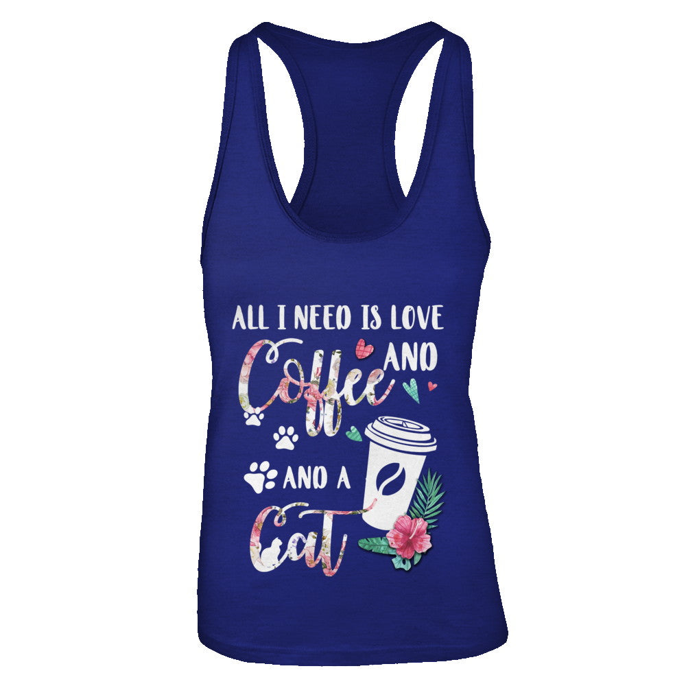 All I Need Is Love And Coffee And A Cat T-Shirt & Tank Top | Teecentury.com