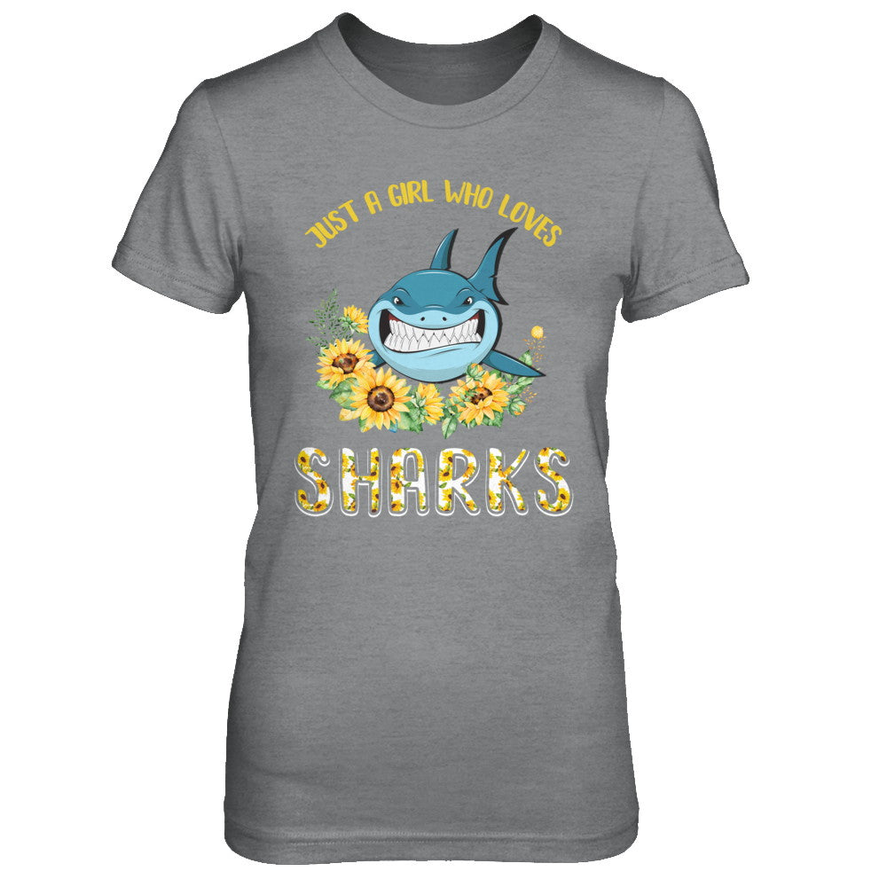 Just A Girl Who Loves Sharks And Sunflowers T-Shirt & Hoodie | Teecentury.com