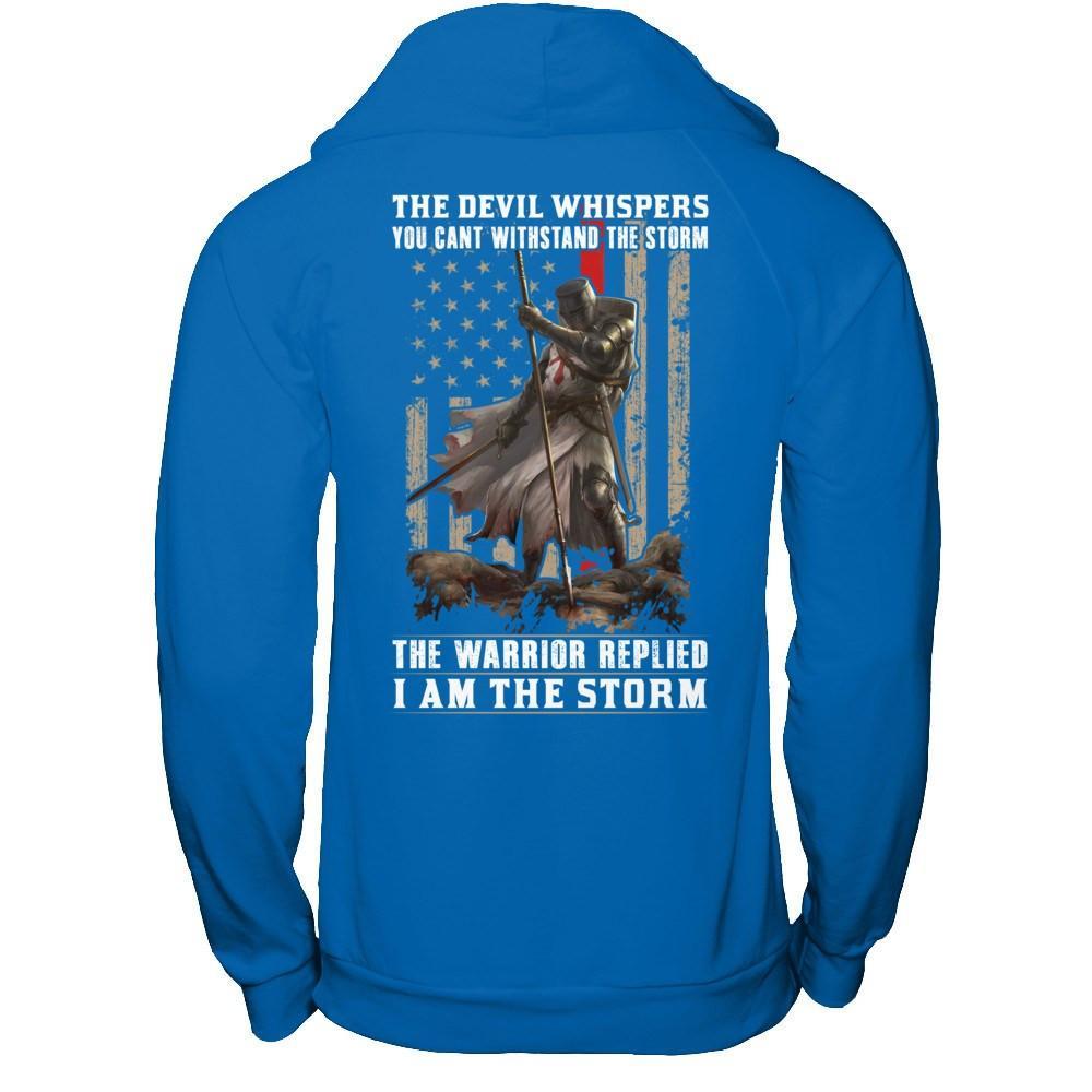 Knight Templar The Devil Whispers You Can't Withstand The Storm T-Shirt & Hoodie | Teecentury.com
