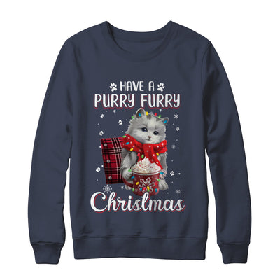 Have A Purry Furry Christmas Funny Holiday Xmas Cat T-Shirt & Sweatshirt | Teecentury.com