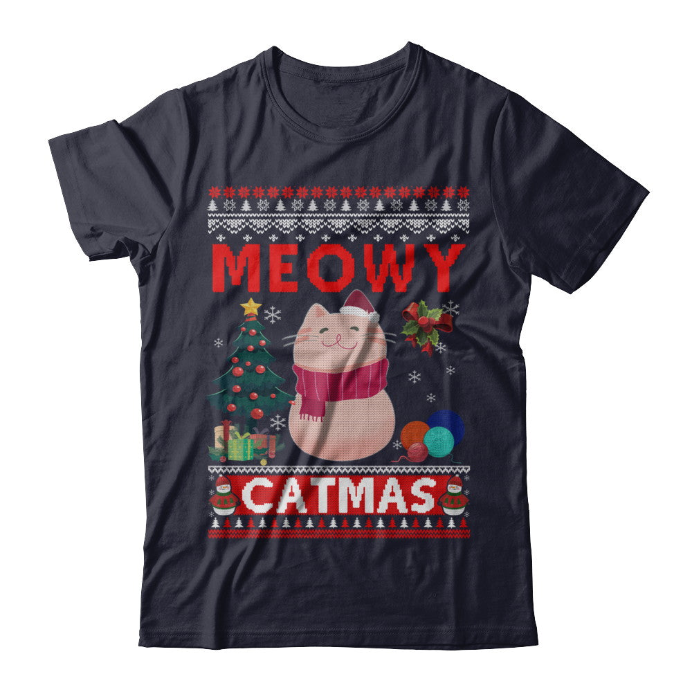 Meowy Catmas Ugly Sweater Cat Christmas T-Shirt & Sweatshirt | Teecentury.com