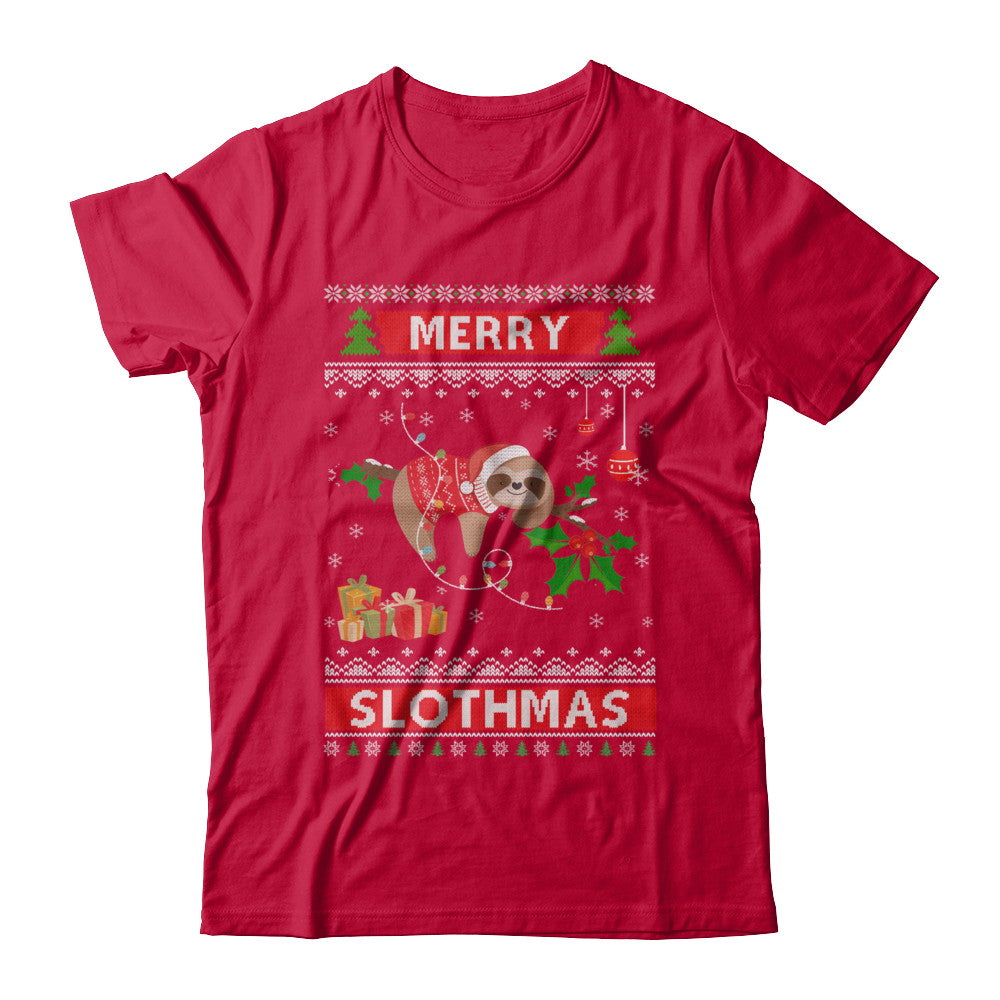 Merry Slothmas Funny Sloth Ugly Christmas Sweater T-Shirt & Sweatshirt | Teecentury.com