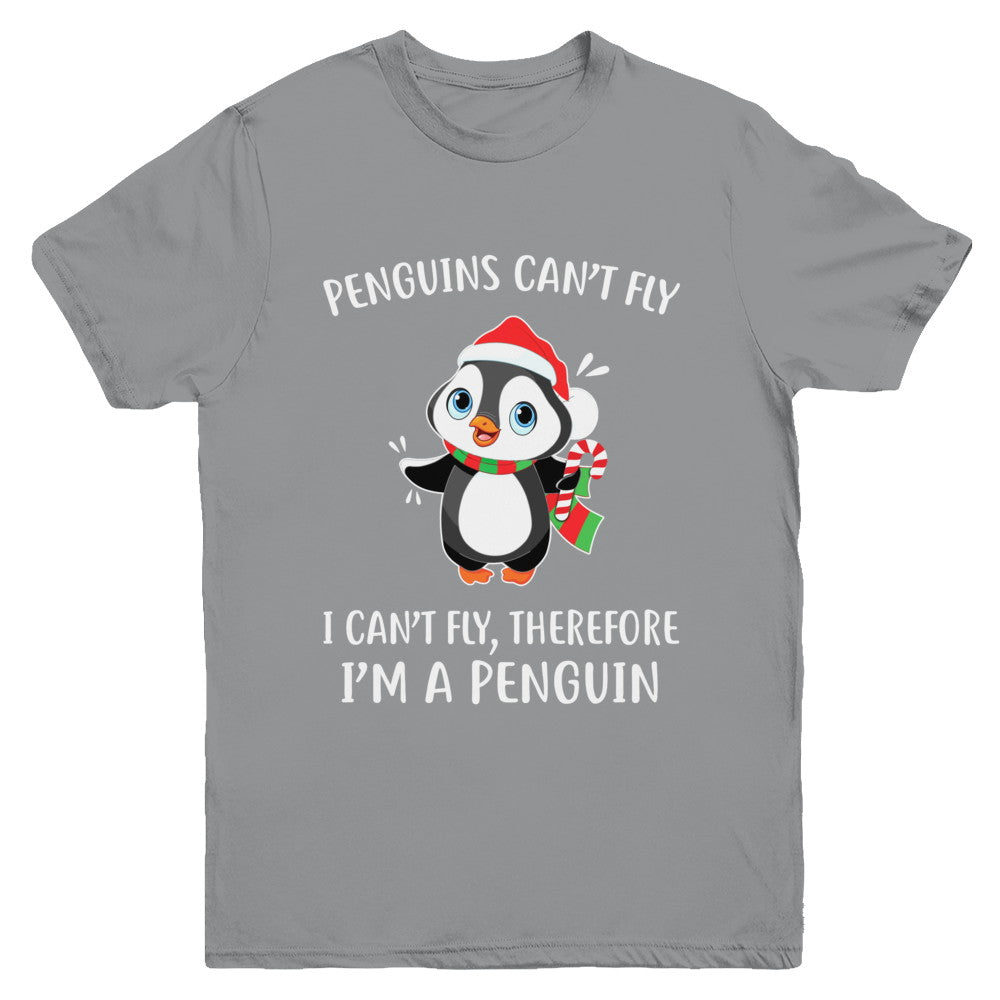 Funny Penguin I Can't Fly Christmas Gift Youth Youth Shirt | Teecentury.com