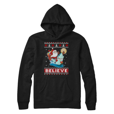 Believe In Santa Riding Shark Ugly Christmas Sweater T-Shirt & Sweatshirt | Teecentury.com