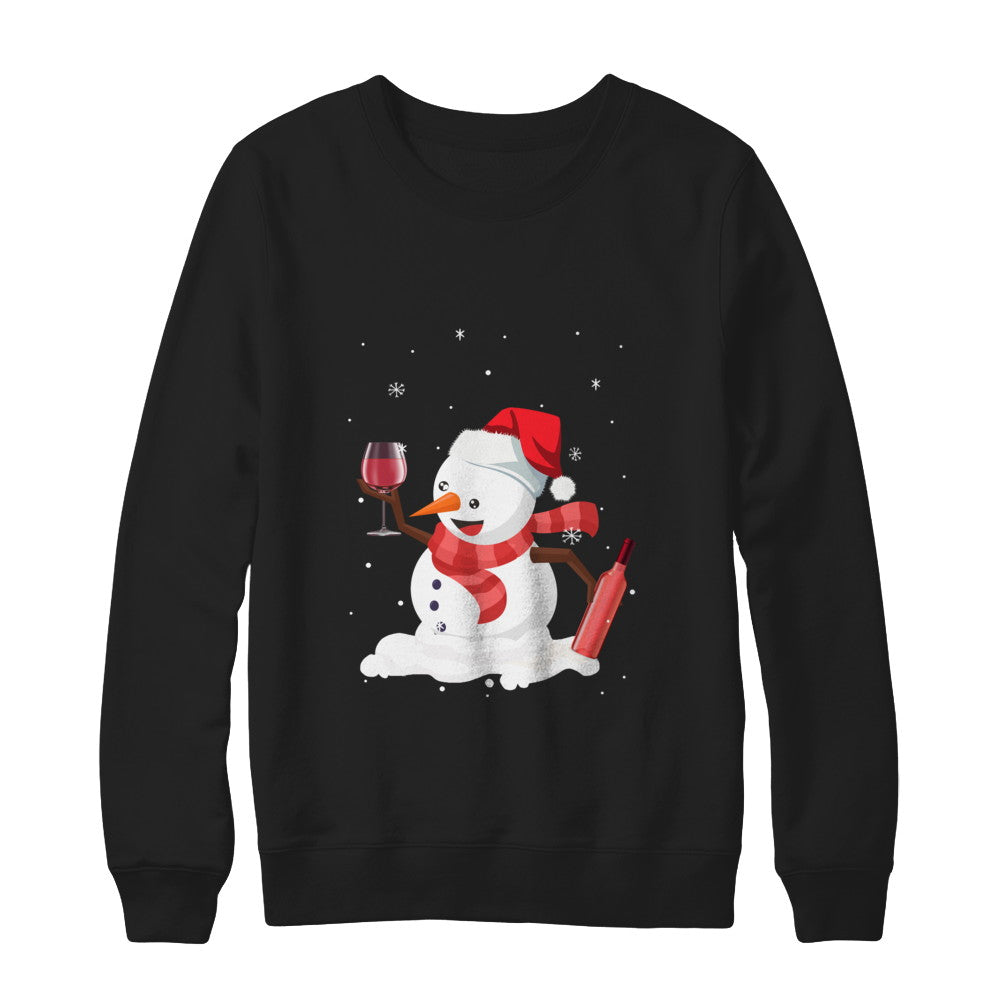 Snowman Wine Drinking Wine Lovers Christmas Gift T-Shirt & Sweatshirt | Teecentury.com