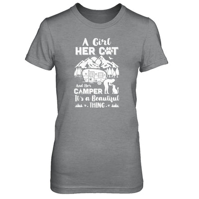 A Girl Her Cat And Her Camper It's A Beautiful Thing Camping T-Shirt & Tank Top | Teecentury.com