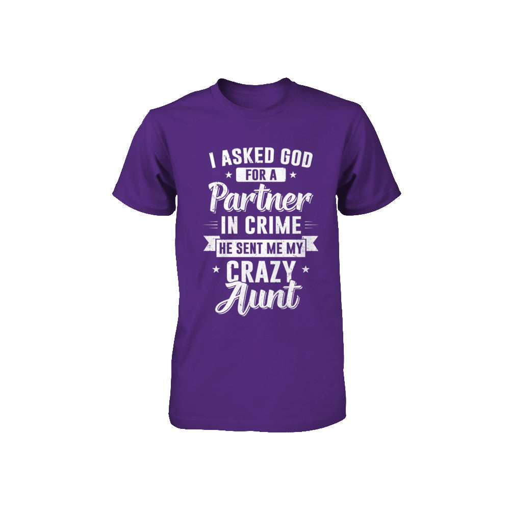 I Asked God For A Partner In Crime He Sent Me Crazy Aunt Youth Youth Shirt | Teecentury.com