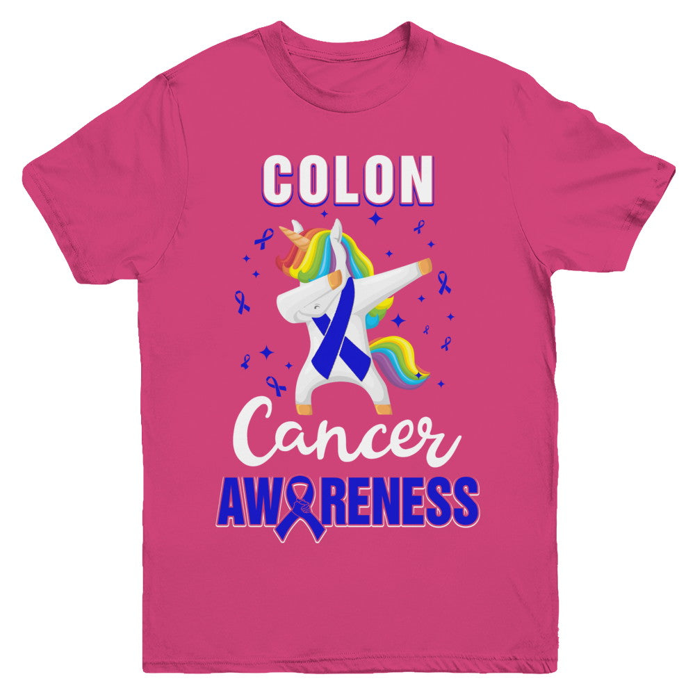 Inspirational Colon Cancer Awareness Unicorn Support Youth Youth Shirt | Teecentury.com