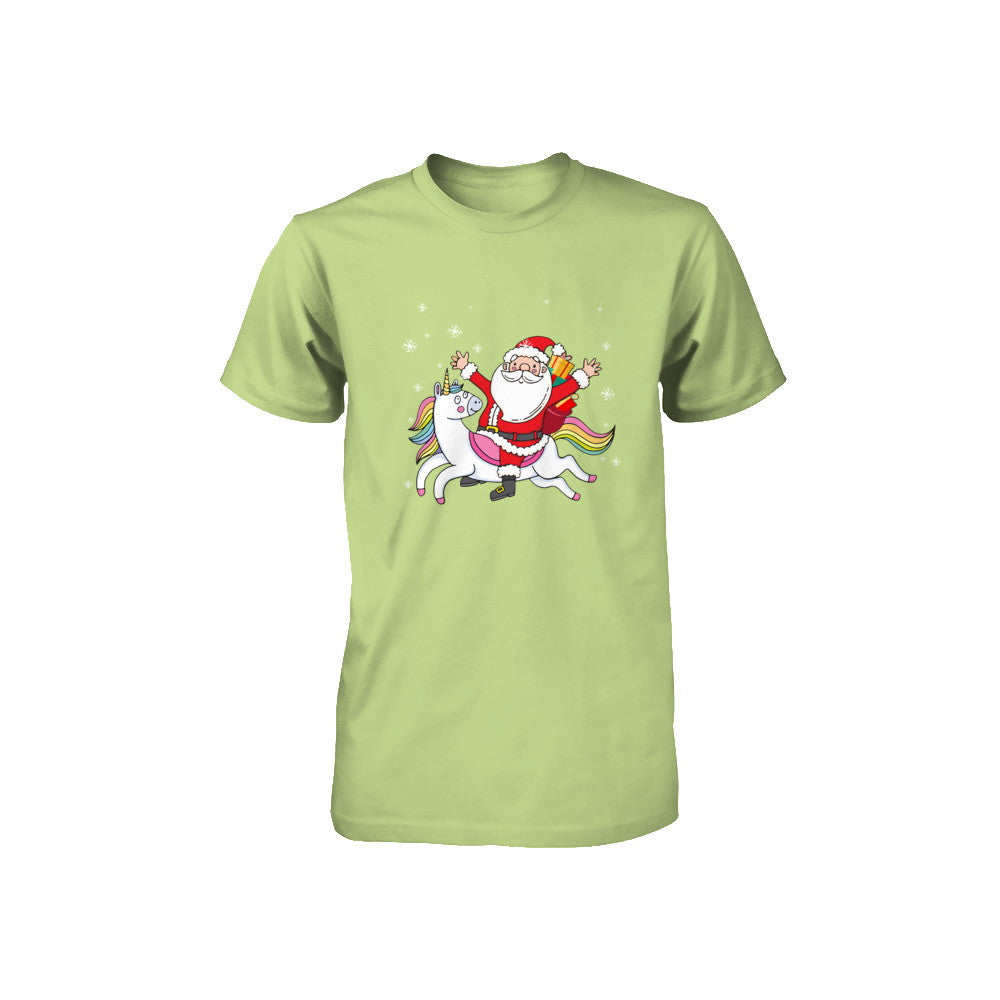 Santa Riding Unicorn Christmas Kids Girls Women Xmas Youth Youth Shirt | Teecentury.com
