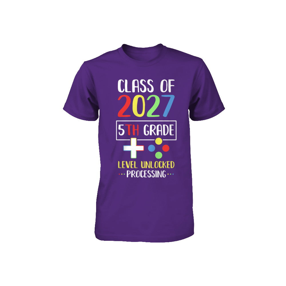 Class Of 2027 5th Grade Level Unlock Gaming Back Go School Youth Youth Shirt | Teecentury.com