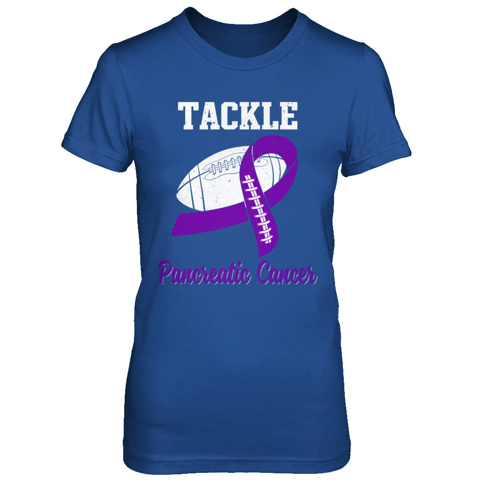 Football Survivor Tackle Purple Pancreatic Cancer Awareness T-Shirt & Hoodie | Teecentury.com
