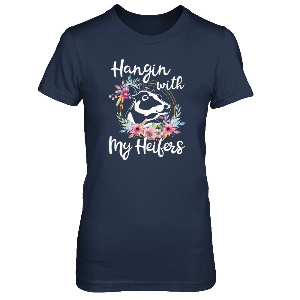 Hanging With My Heifers Flower Funny Cow Farmer T-Shirt & Tank Top | Teecentury.com