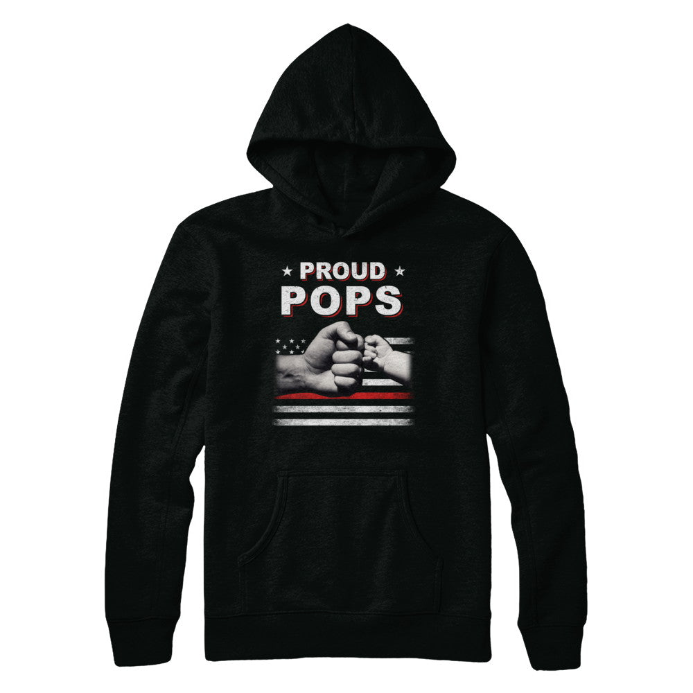 Proud Pops Fireman Firefighter Thin Red Line Flag Fathers Day T-Shirt & Hoodie | Teecentury.com
