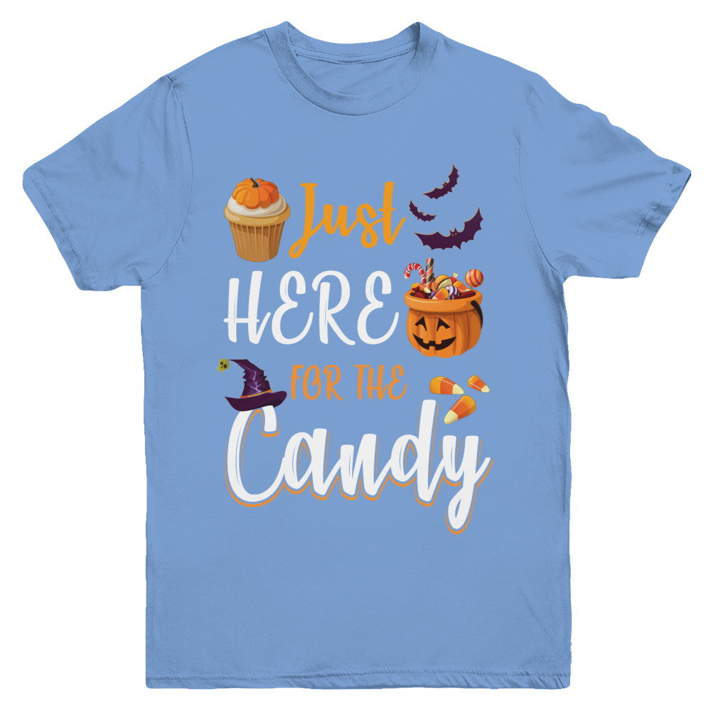Just Here For The Candy Funny Halloween Kids Boy Girl Youth Youth Shirt | Teecentury.com