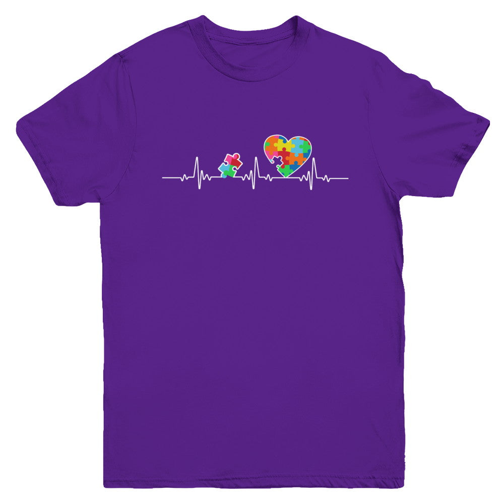 Autism Puzzle Heartbeat Autism Awareness Youth Youth Shirt | Teecentury.com