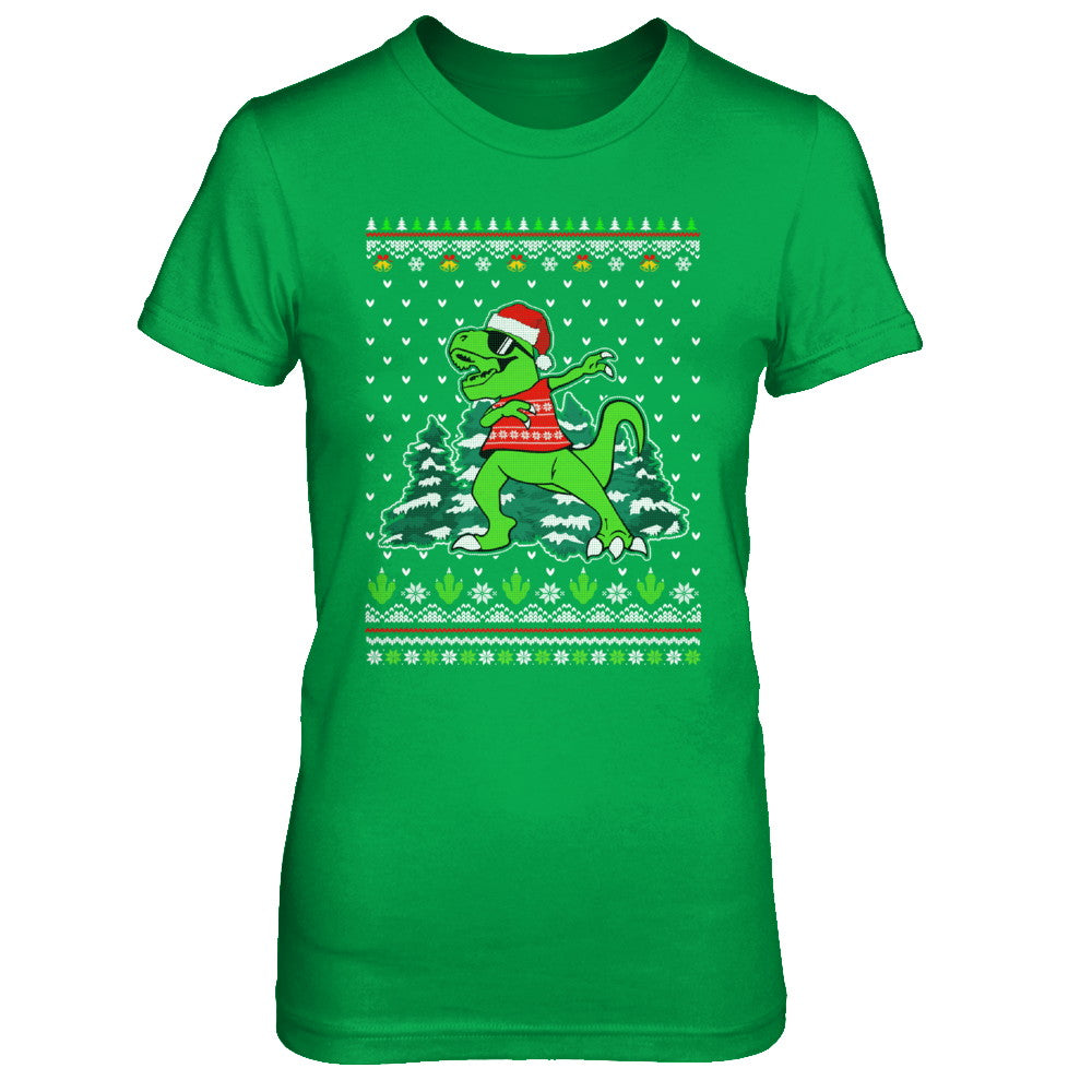 Funny Dab Dabbing Dinosaur Ugly Christmas Sweater Xmas T-Shirt & Sweatshirt | Teecentury.com